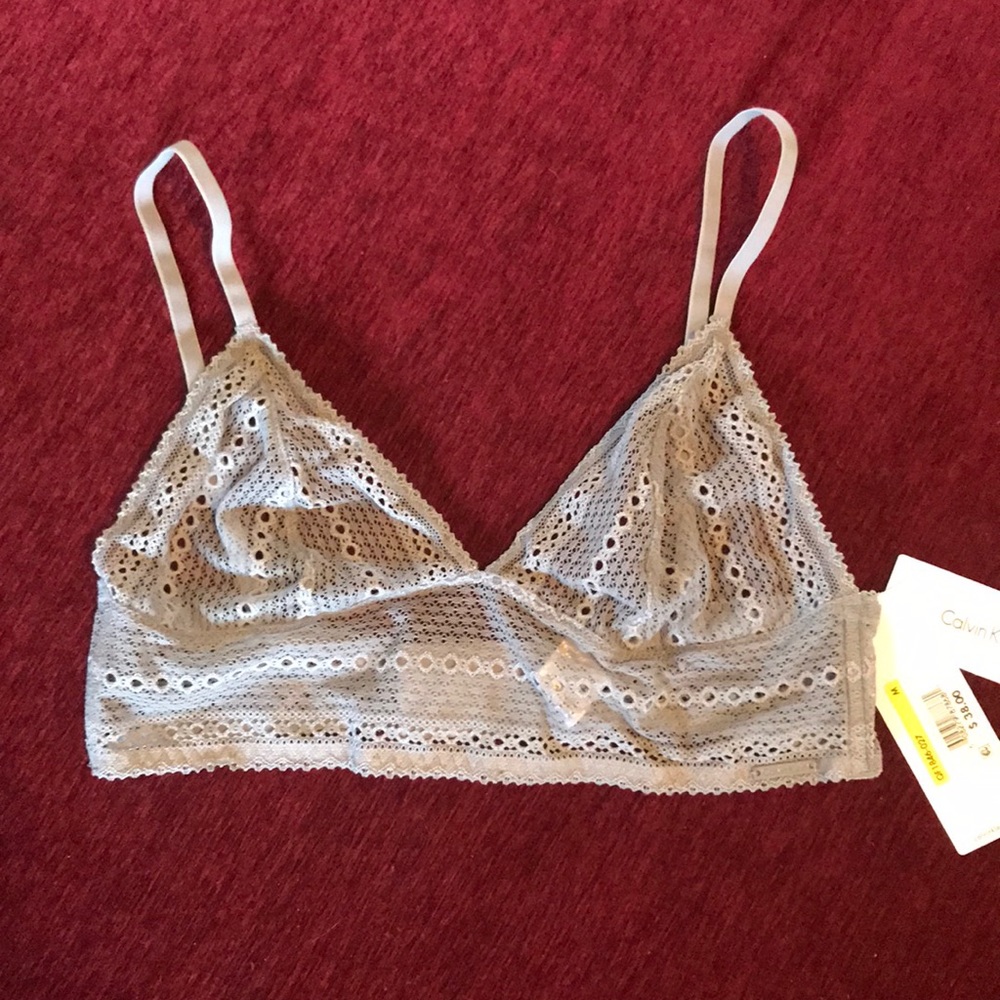 NWT Calvin Klein Unlined Grey Triangle Bralette